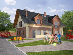 Przedszkole z mieszkaniem - gotowy projekt budowlany - wizualizacja - 1